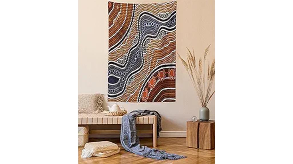 aboriginal nature tapestry orange brown