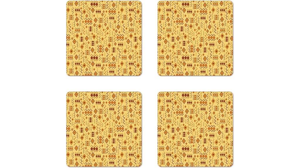 african themed doodle pattern coasters