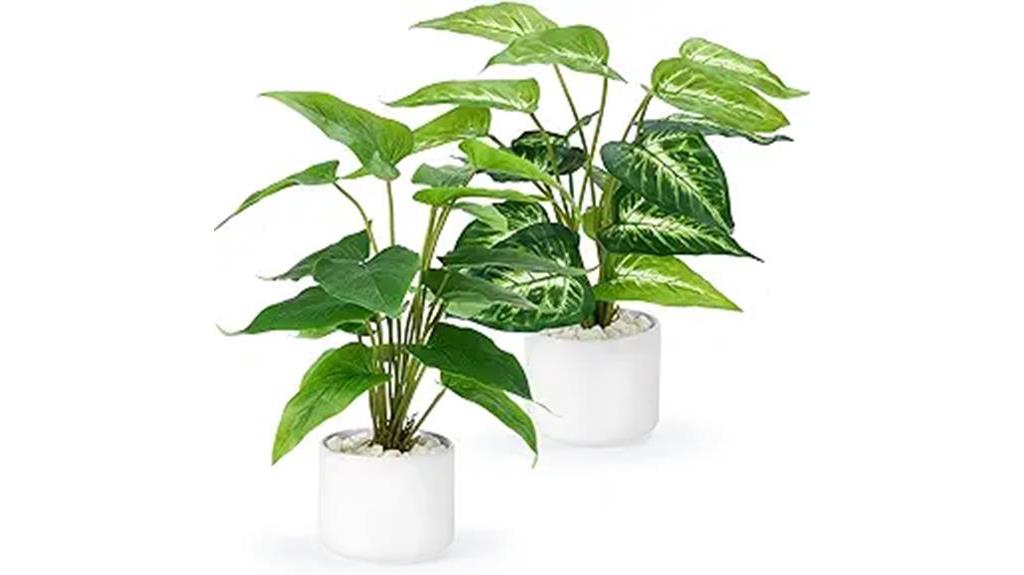 artificial plants in ceramic pot