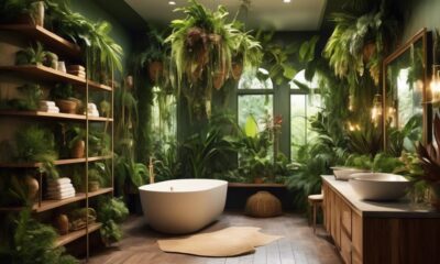 bathroom oasis with lush greenery