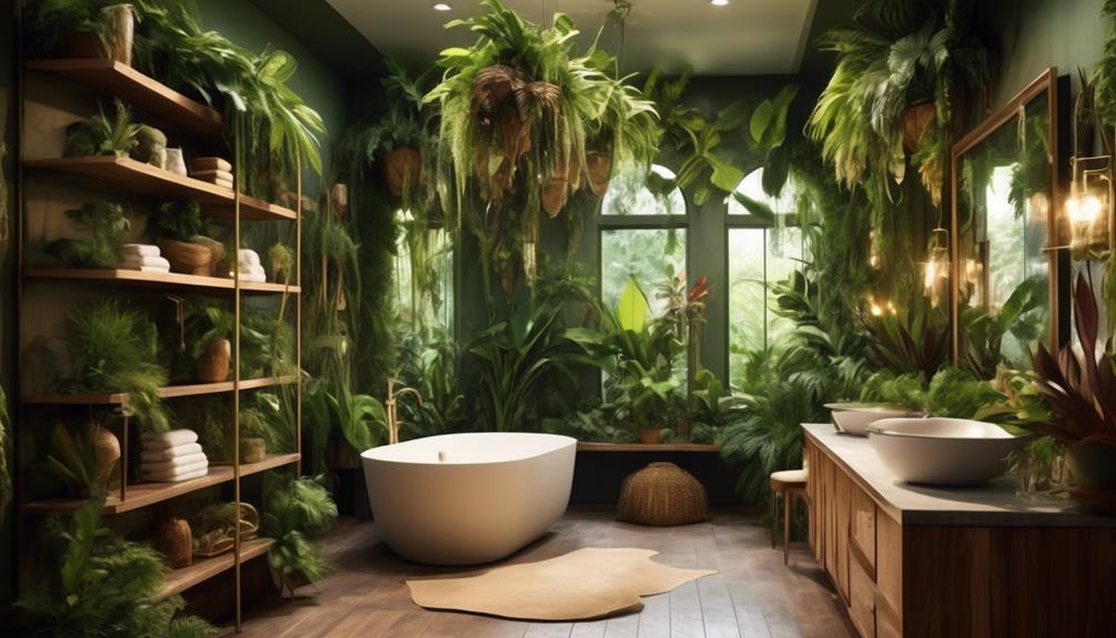 bathroom oasis with lush greenery