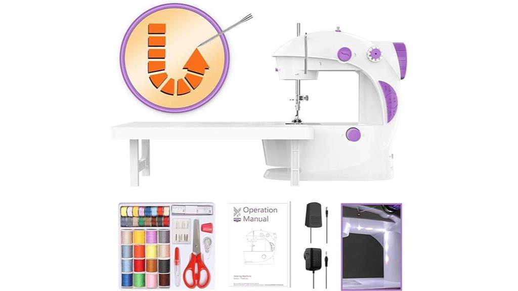 beginner friendly sewing machine with backstitch finger guard and accessories