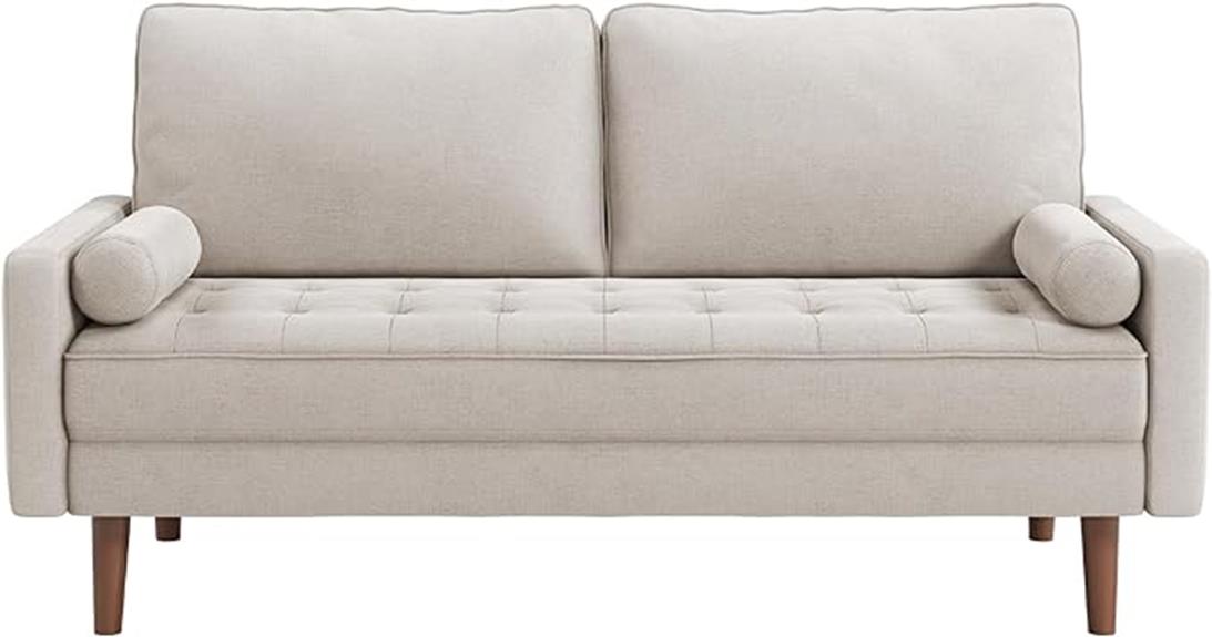 beige fabric 2 seater sofa