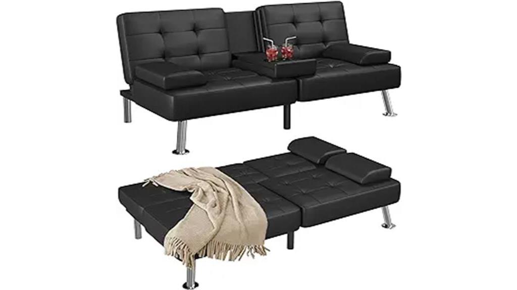 black convertible folding futon