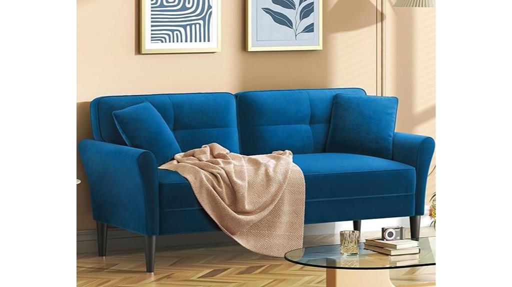blue velvet couch for