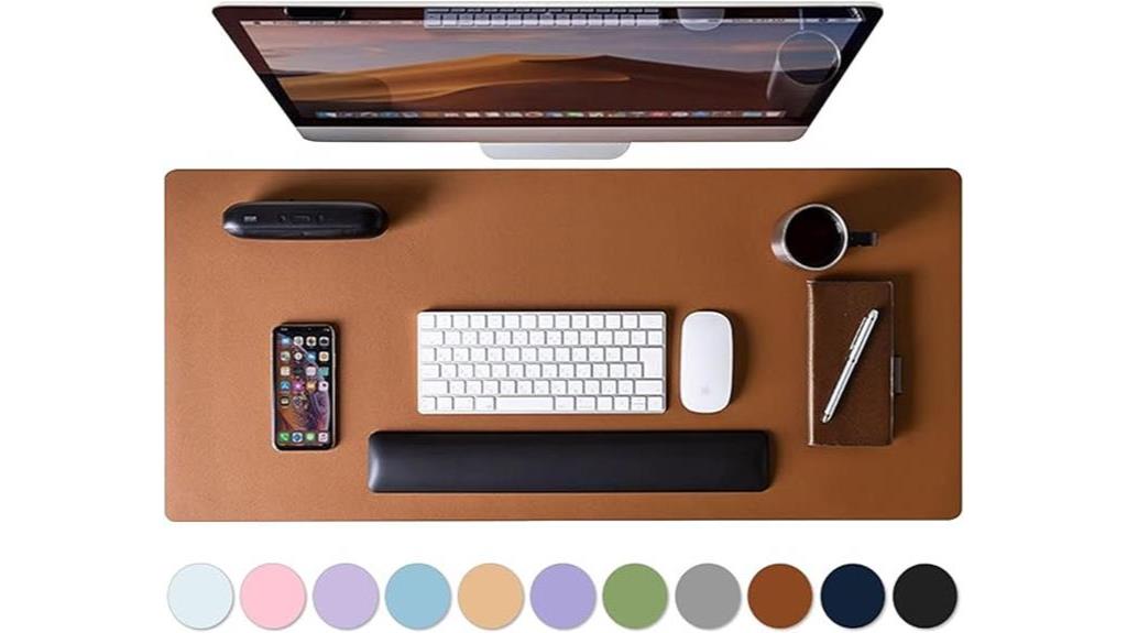 brown leather desk pad