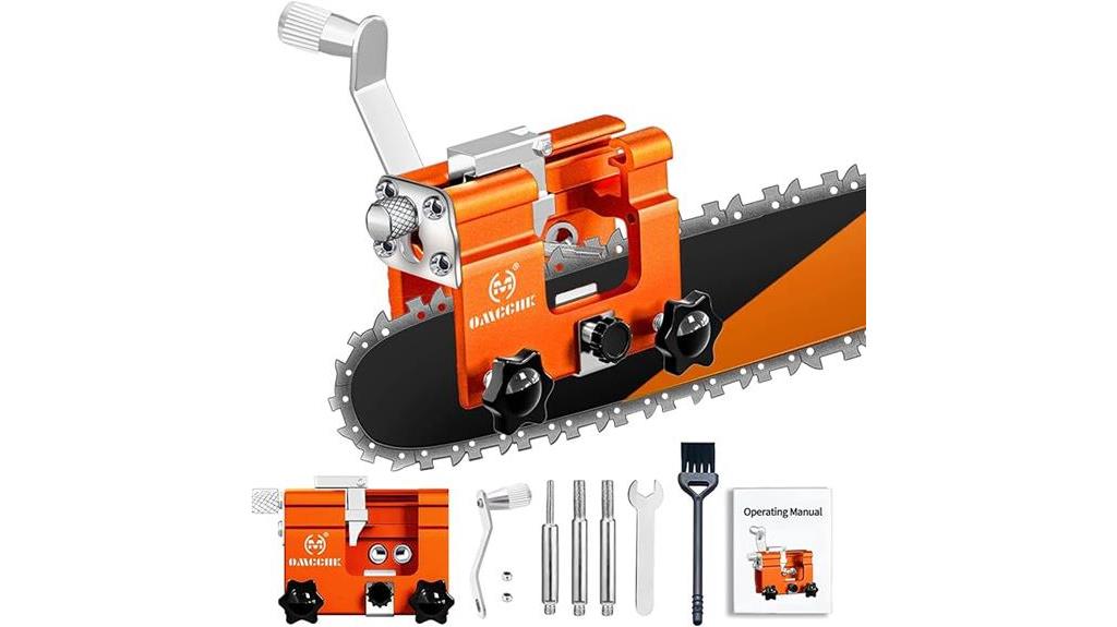 chainsaw sharpener with grinding stone and brush