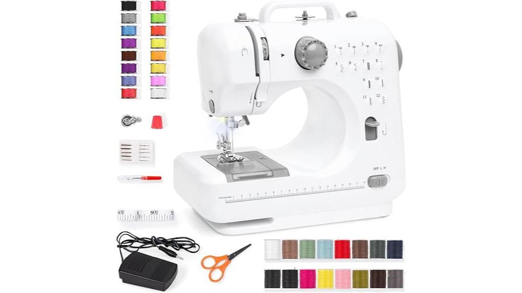compact gray white sewing machine