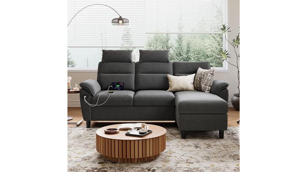 convertible sectional couch with fast charging