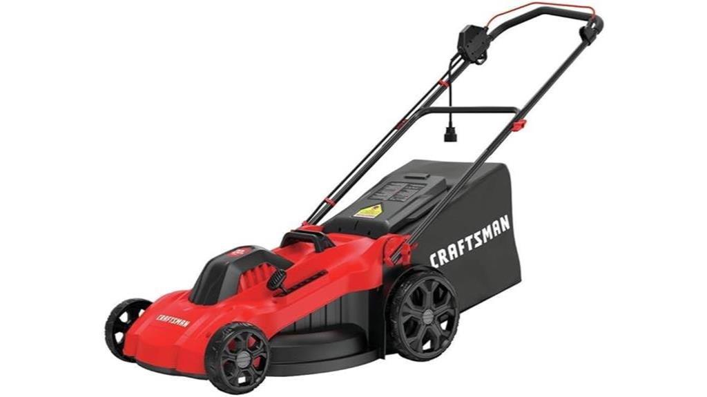 corded red electric lawn mower