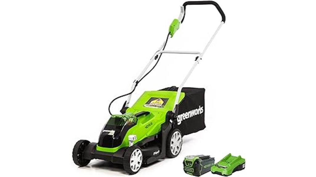 cordless battery powered greenworks lawn mower