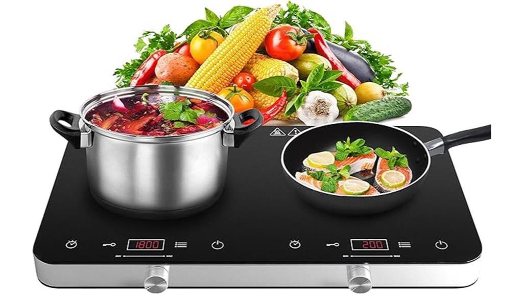 dual induction cooktop with safety lock timer