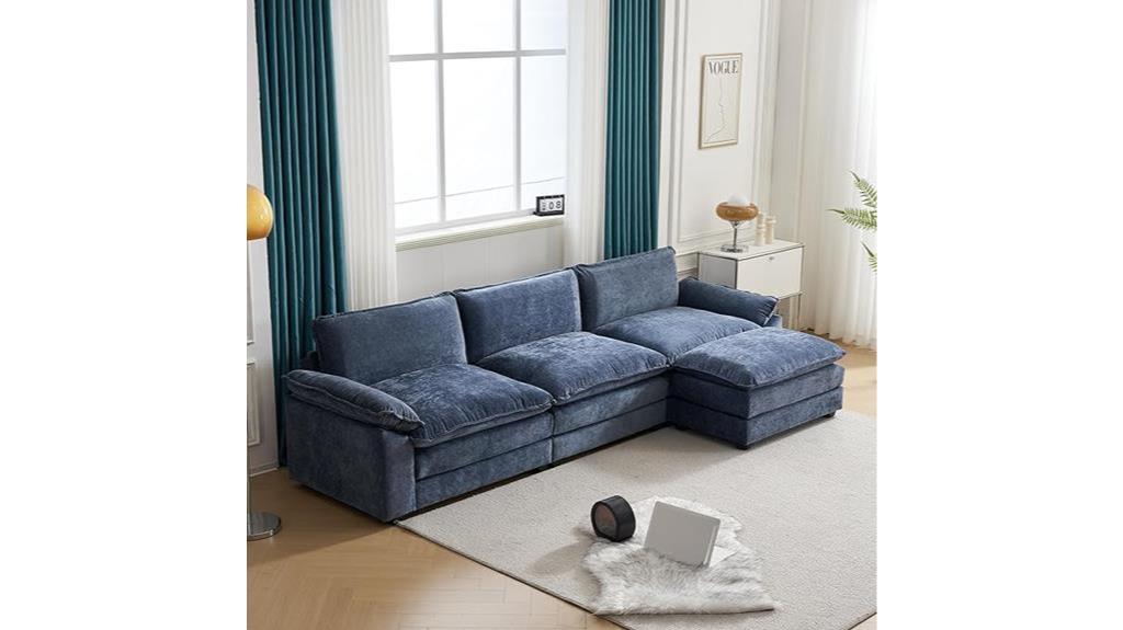 dusty blue modern sectional sofa