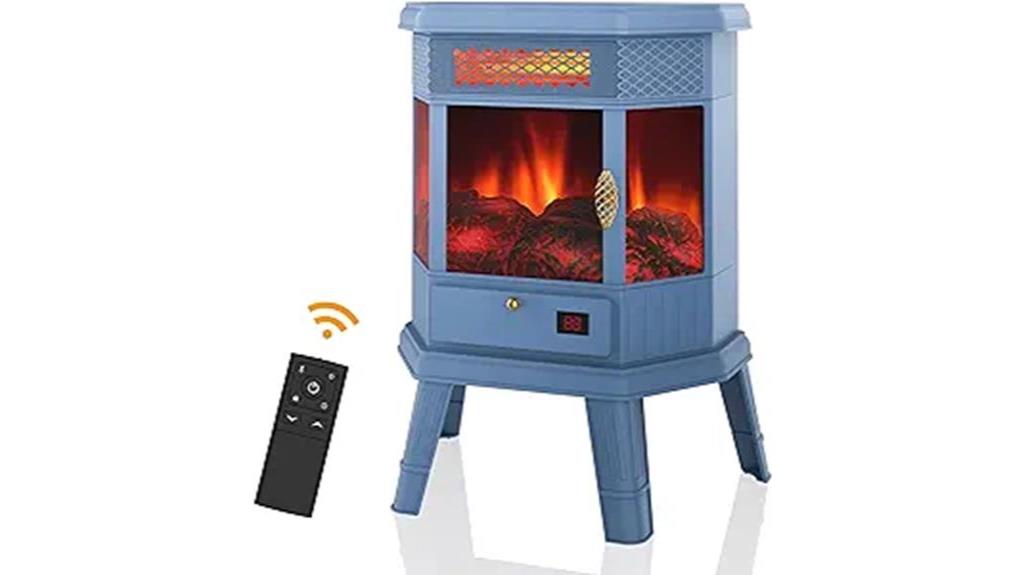 electric blue flame fireplace heater
