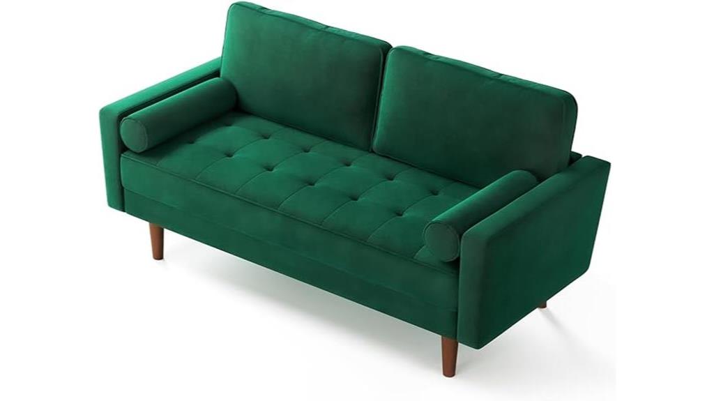 green velvet loveseat sofa