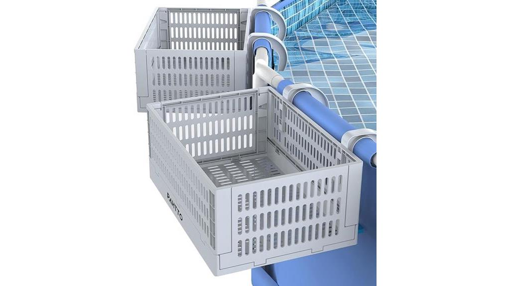grey poolside storage basket