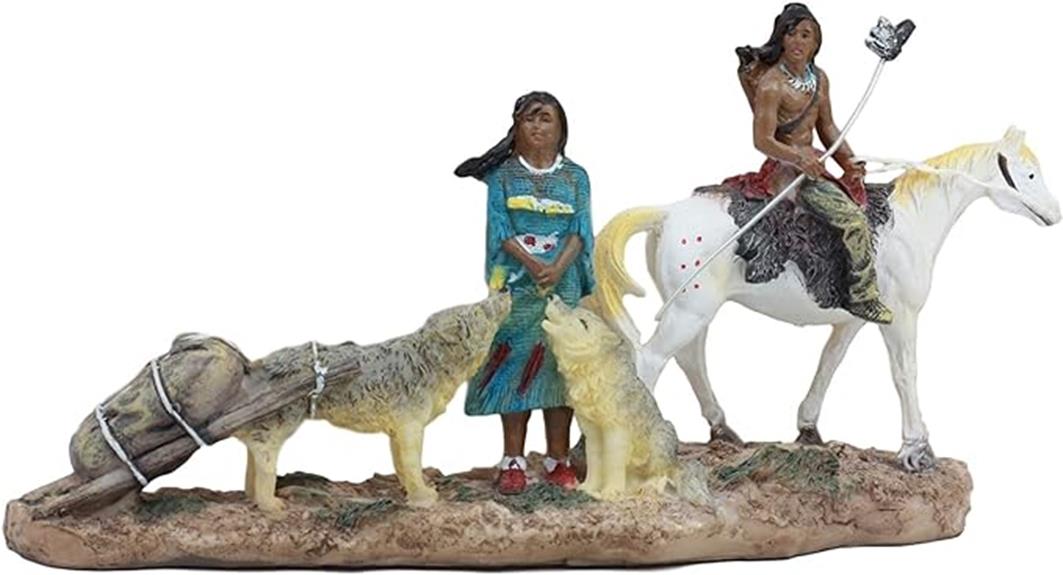 indigenous family with wolves