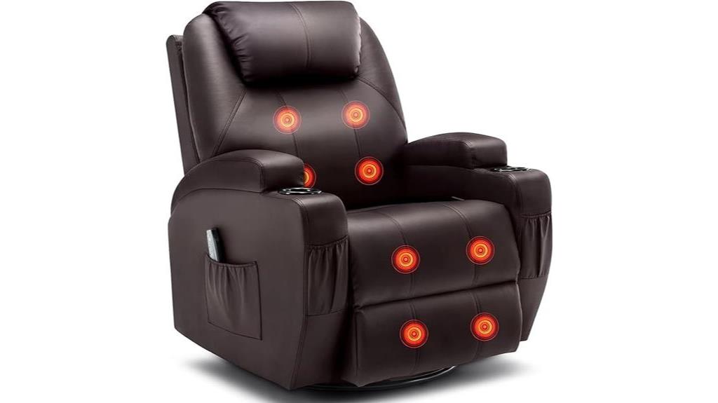 korser recliner chair with massage heat swivel remote control