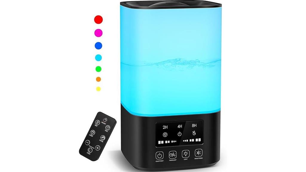 large room humidifier with remote control and night light
