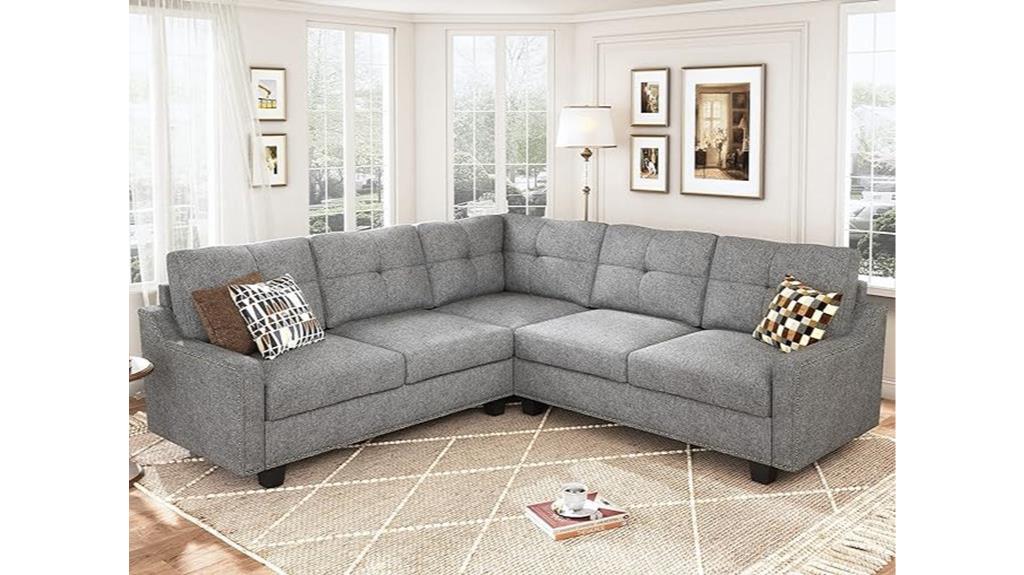 light grey l shaped couch