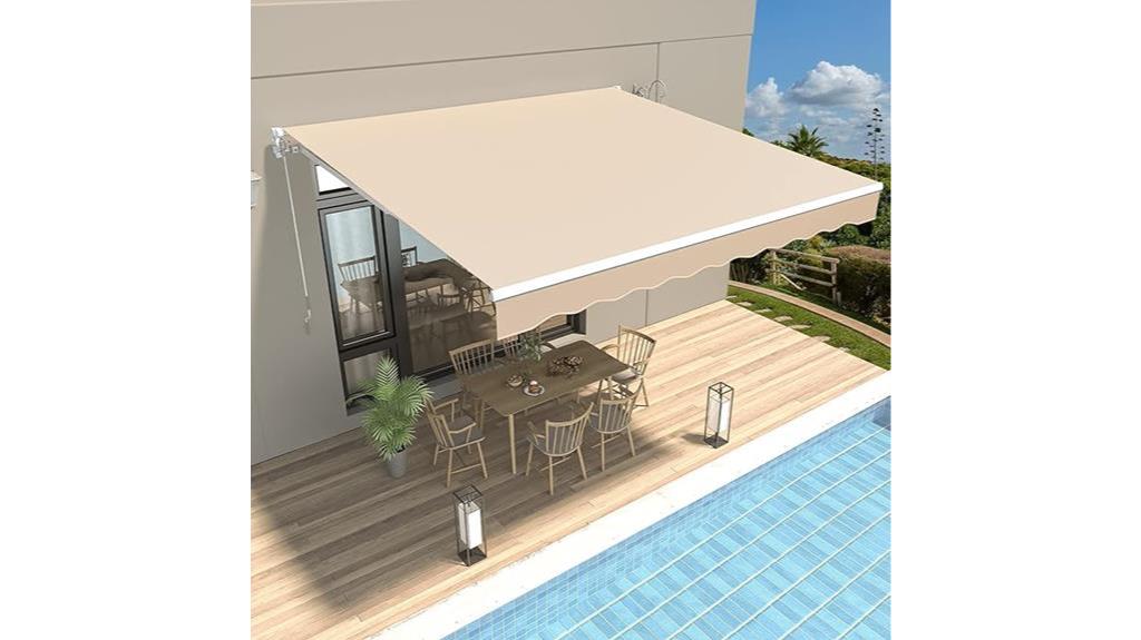 manual retractable beige patio awning