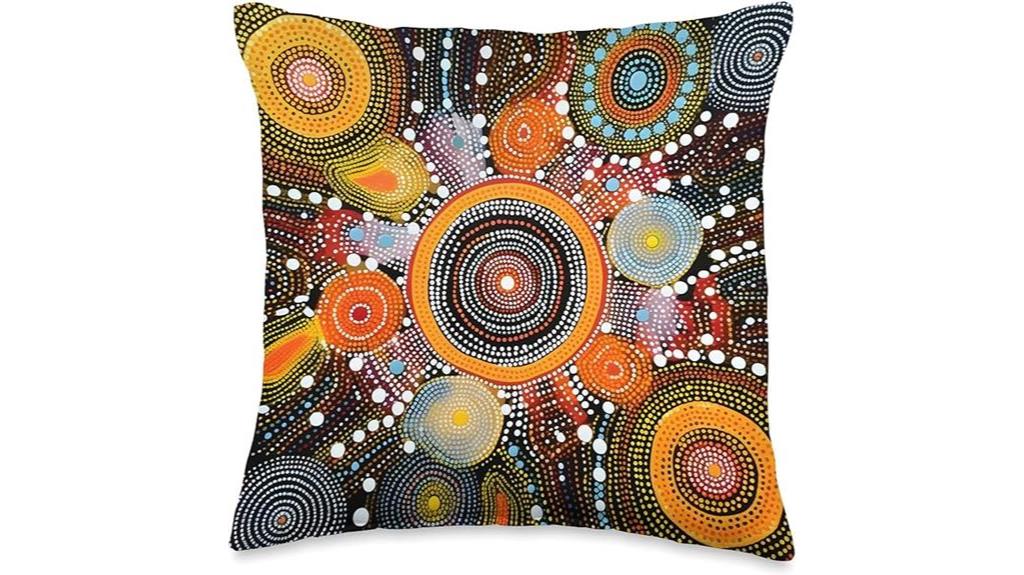 multicolor aboriginal art throw pillow