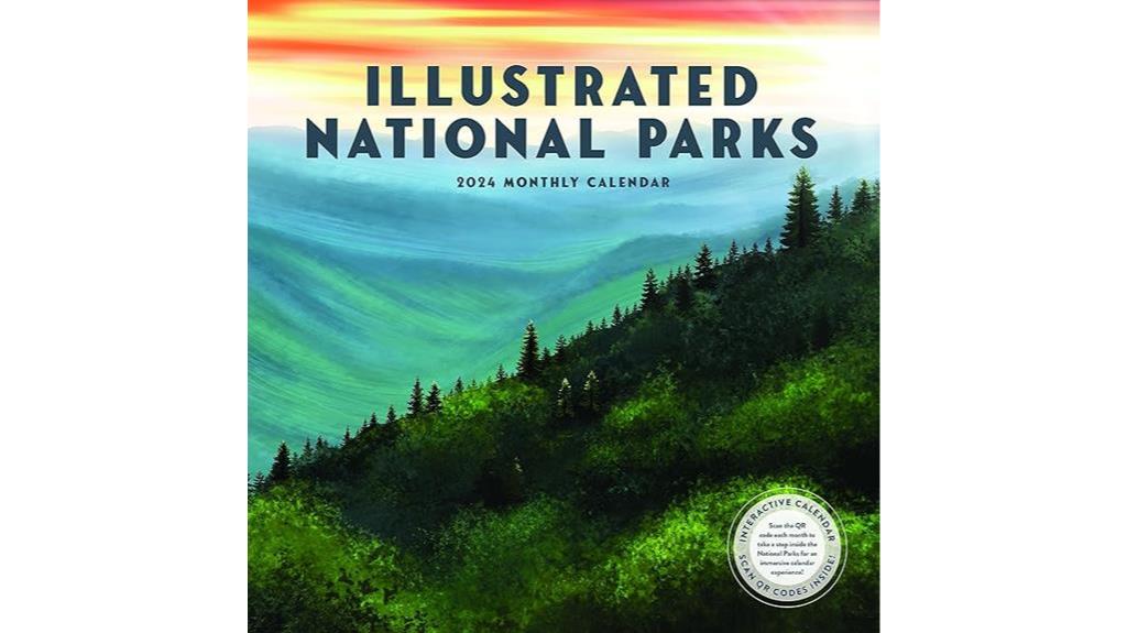 national parks calendar with illustrations