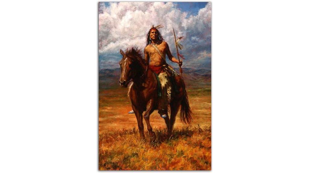 native american warrior oil painting