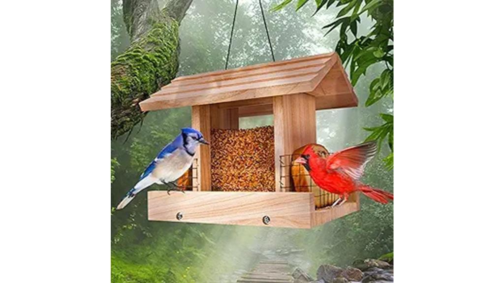 outdoor bird feeder with suet holder