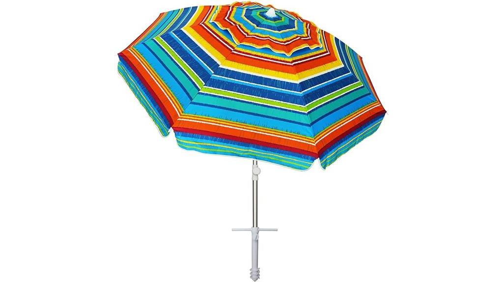 portable beach umbrella with sand anchor and uv protection