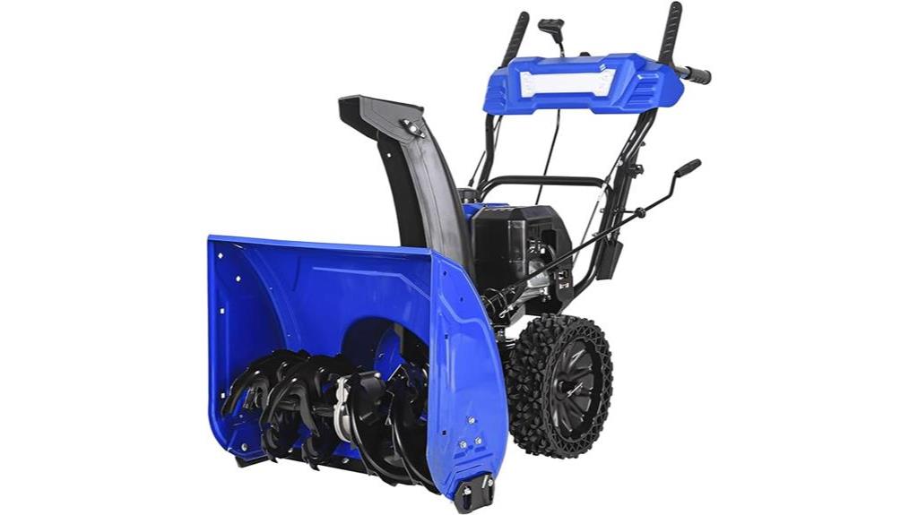 powerful snow blower with electric start and led headlight