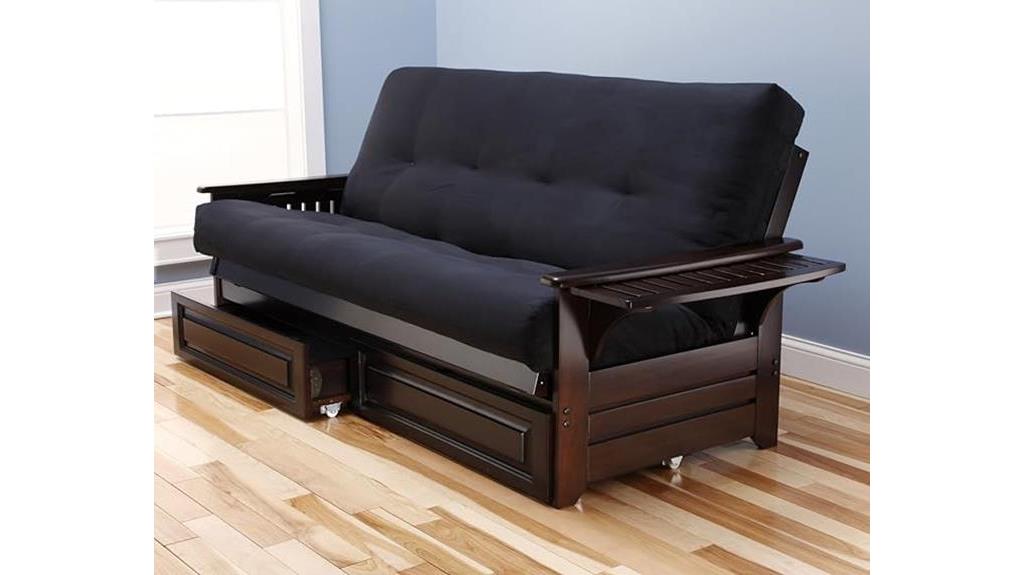 queen size espresso futon with black mattress