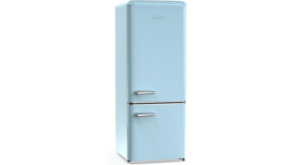 retro blue mini fridge