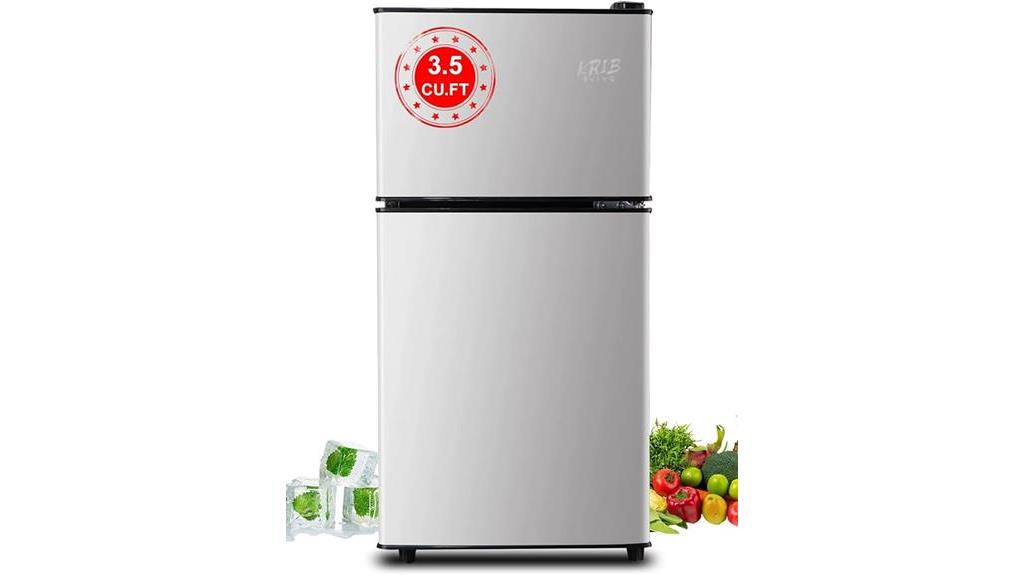 silver top freezer refrigerator with 3 5 cu ft capacity