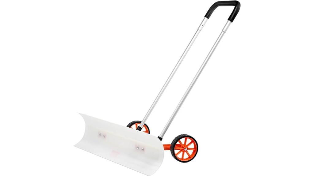 snow pusher shovel with wheels