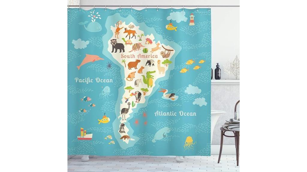south america map shower curtain