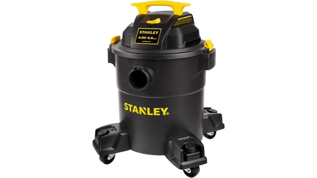 stanley wet dry vacuum 6 gallon 4 horsepower black