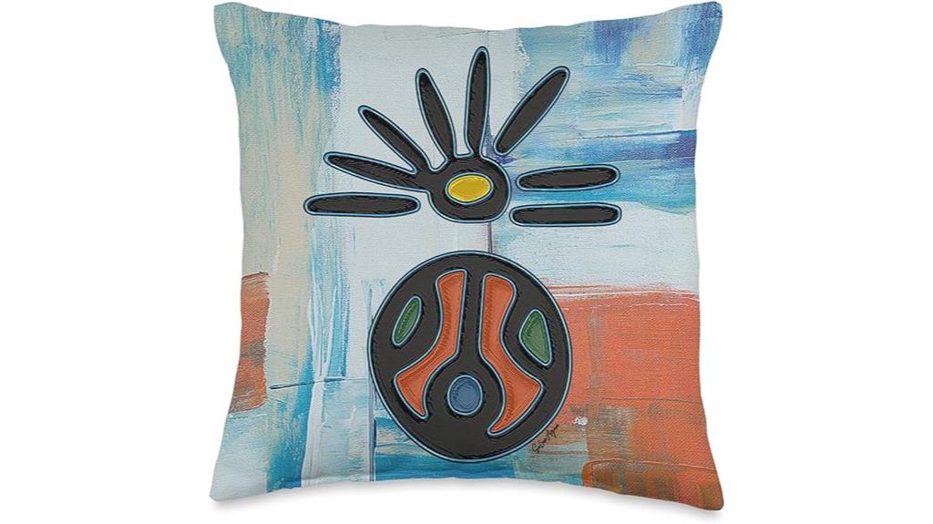taino inspired sun symbol pillow