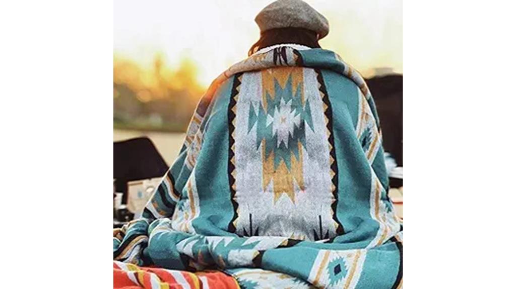 teal aztec throw blanket