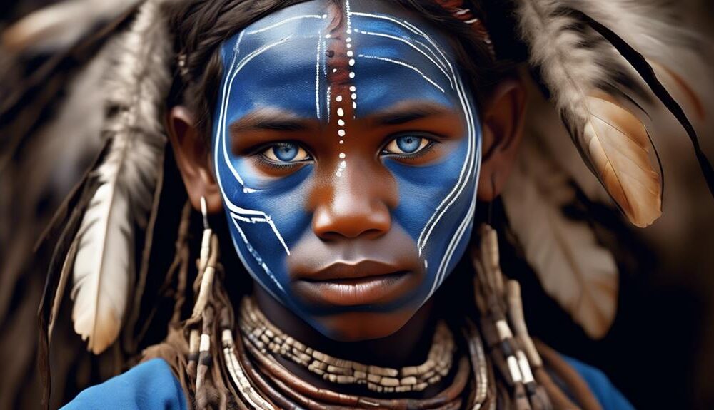 unusual aboriginal with blue eyes