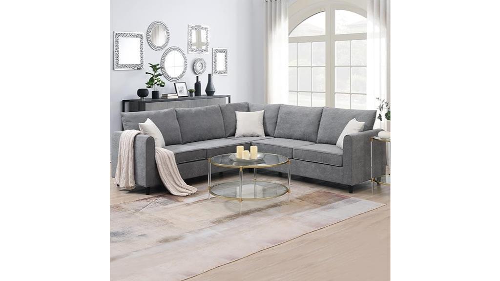 velvet gray l shaped sofa