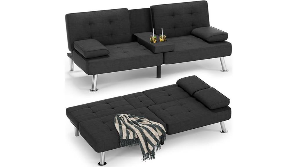 versatile sofa bed with cupholders