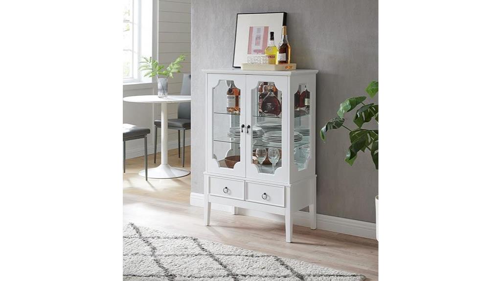 white curio cabinet with storage