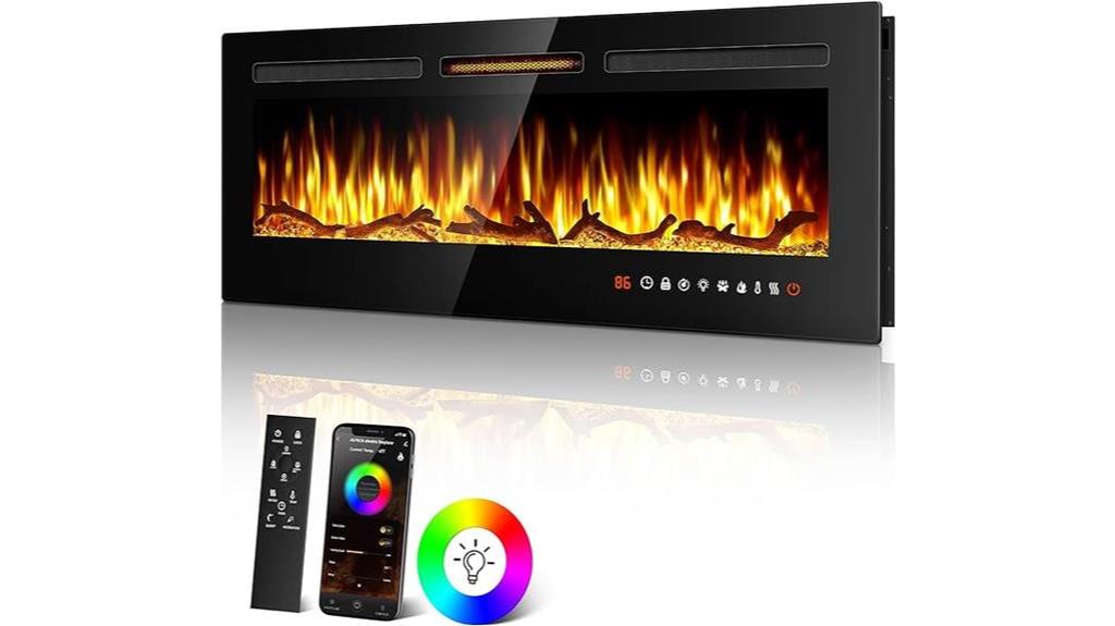 wifi enabled electric fireplace with 50 inch size