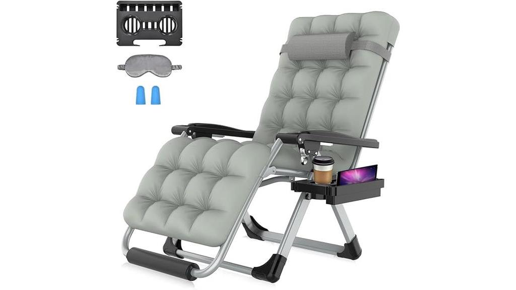 zero gravity chair with cushion and headrest