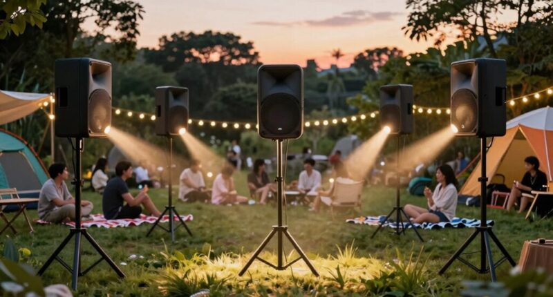 outdoor speakers with stands